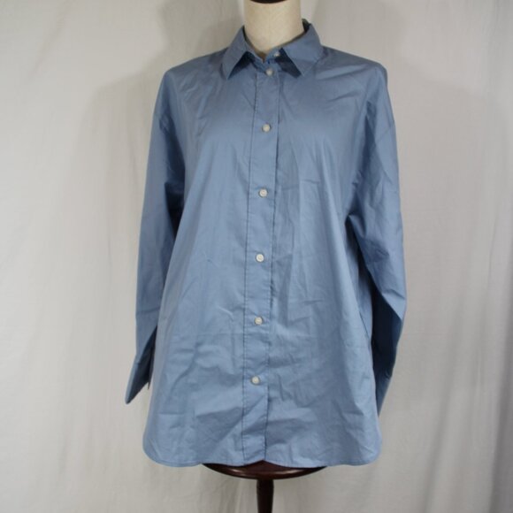 H&M Shirt Women's S Blue Button Up Collared Long Sleeve Cotton Casual Oversized - Picture 2 of 9